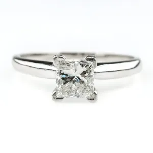 1.00ct Princess Cut Diamond Solitaire Engagement Ring Size 6.5 in 14K White Gold