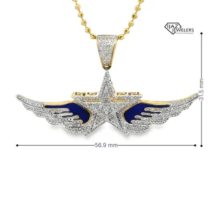 10K Gold 0.73 CTW Diamond Winged Star With Colored Enamel