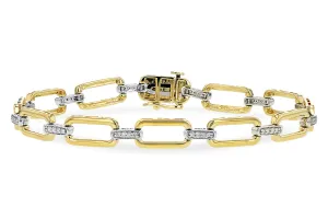 14K Yellow Gold Oval Link Diamond Bracelet, 0.25 Catat TW