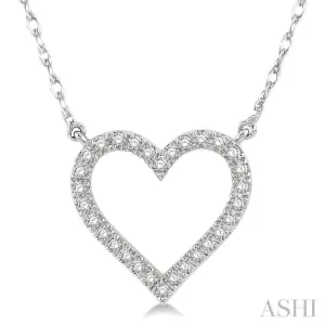 1/6 Ctw Heart Shape Round Cut Diamond Necklace in 10K White Gold