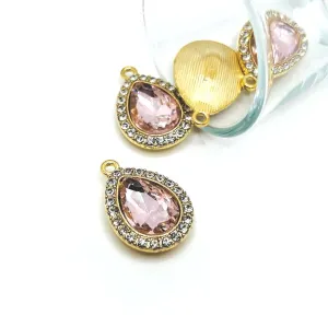 2 Pieces Light Pink and Diamond Rhinestone Pendants