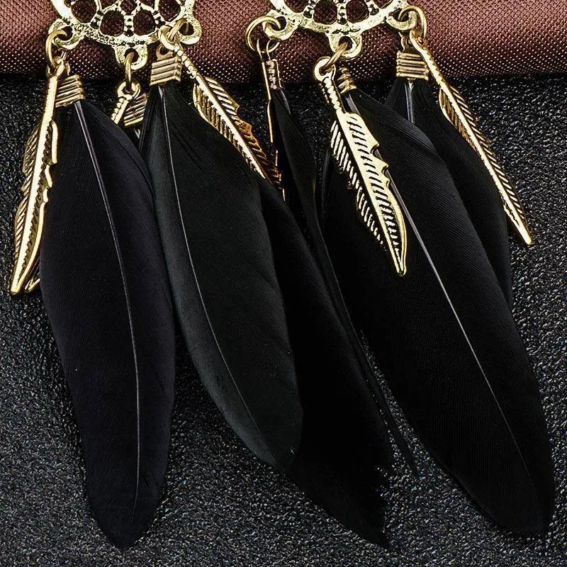 Bohemian Feather Tassel Dreamcatcher Earring