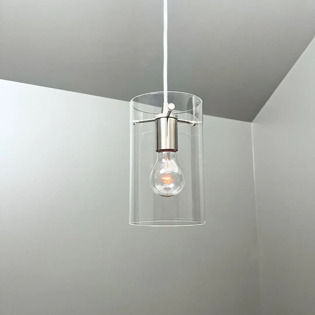 Brushed Nickel Cylinder Glass Instant Pendant Recessed Can Conversion Kit