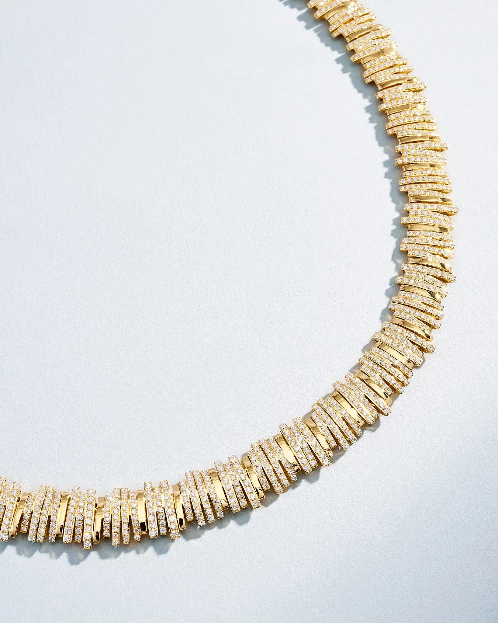 Classic Gold Half Pave Tennis Necklace