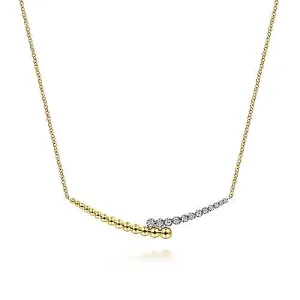 Diamond Bar Bujukan Necklace set in 14K Yellow Gold, .18CTW