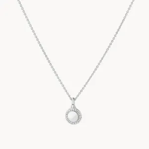 Diamond Mini Engravable Disc Necklace in Silver