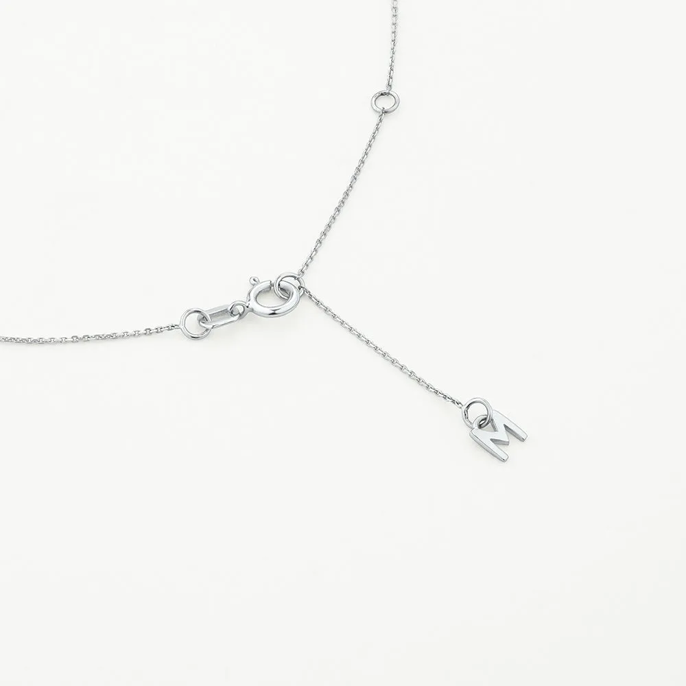 Diamond Mini Engravable Disc Necklace in Silver