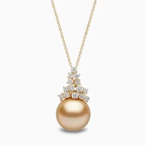 Duchess 18K Gold Golden Pearl and Diamond Cluster Pendant