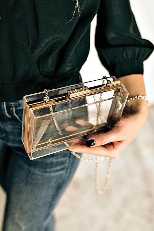 Feather Clear Square Crossbody Bag