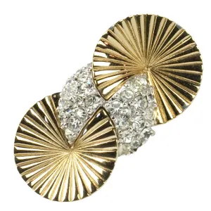 Gold Disk & Diamanté Brooch & Earrings Set by Pennino Bros.