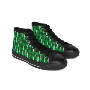 Green Trendy Christmas Trees Men's Classic Sneakers