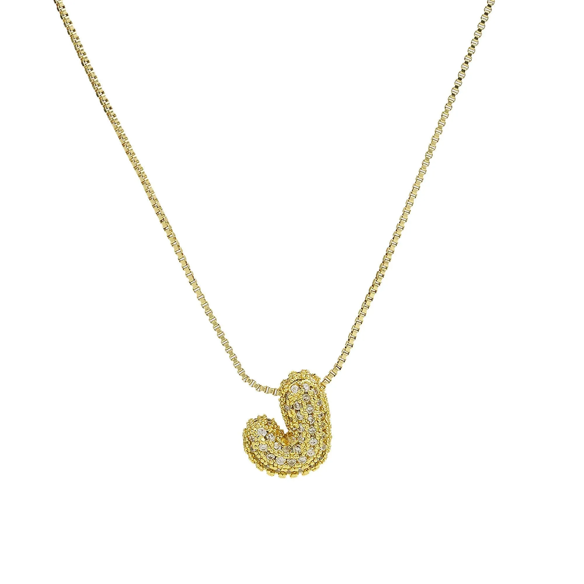 Mini CZ Bubble Balloon Initial Necklace with charms