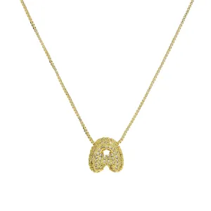 Mini CZ Bubble Balloon Initial Necklace with charms