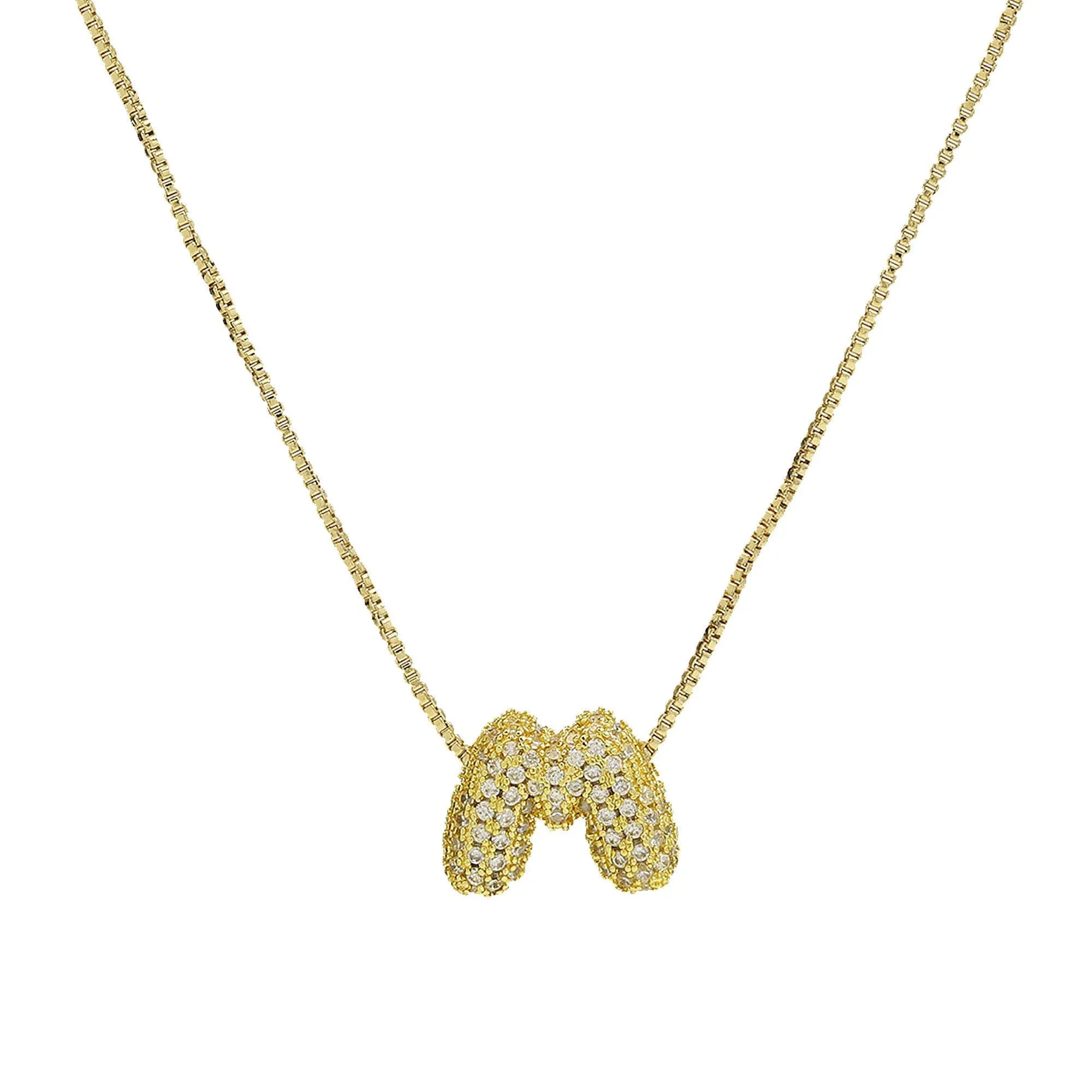 Mini CZ Bubble Balloon Initial Necklace with charms