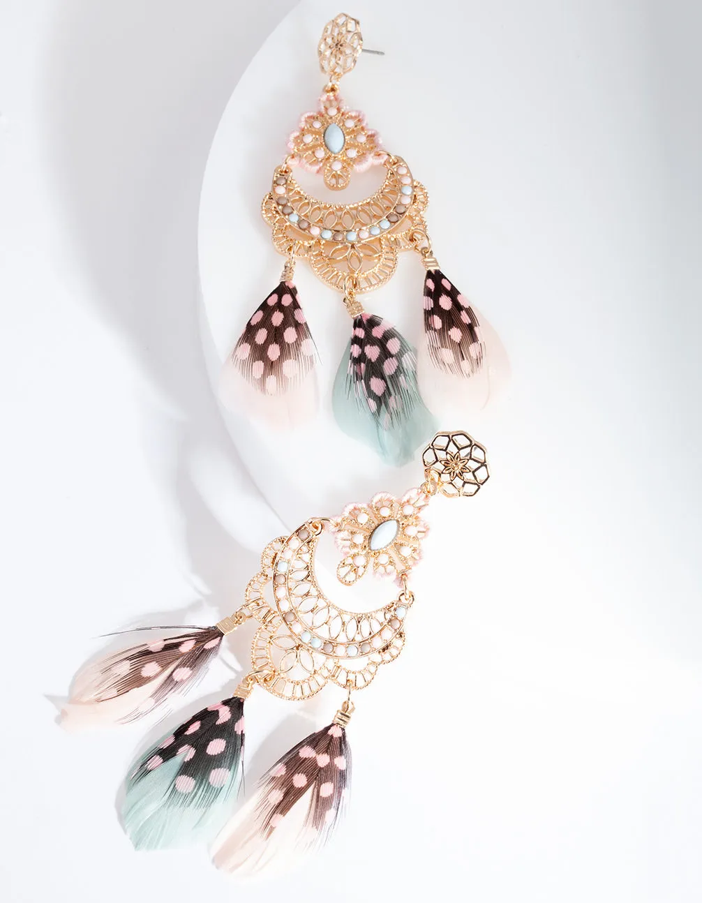 Pastel Gold Feather Earring