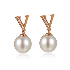 "V-shaped" Pearl Earrings