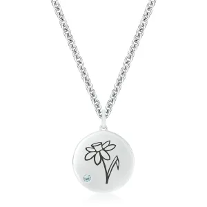 Sterling Silver 2mm Aquamarine Daffodil March Pendant