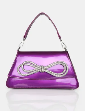 The Faya Violet Bow Detail Diamante Crossbody Bag