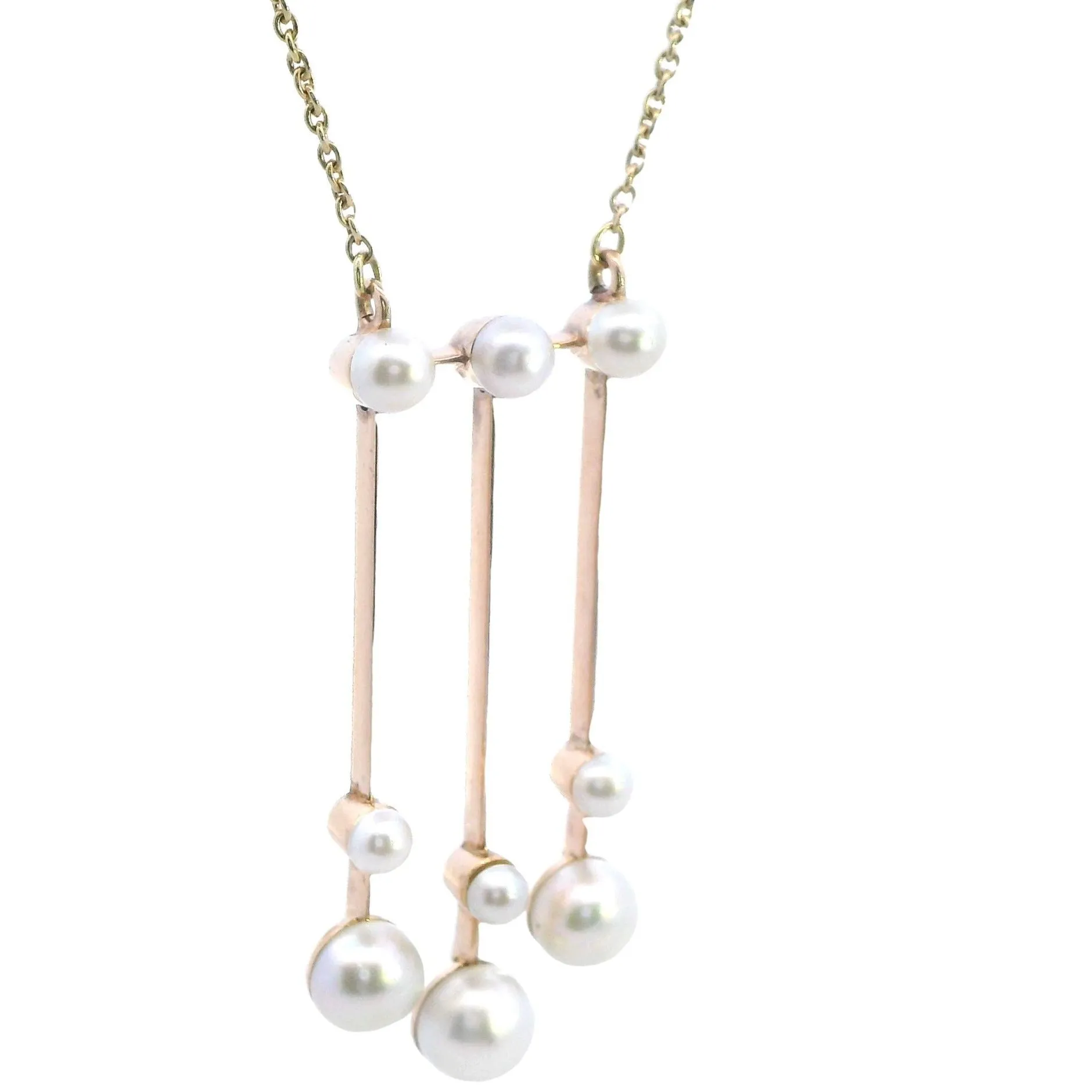 Timeless Elegance - Exquisite 9ct Yellow Gold Pearl Necklace