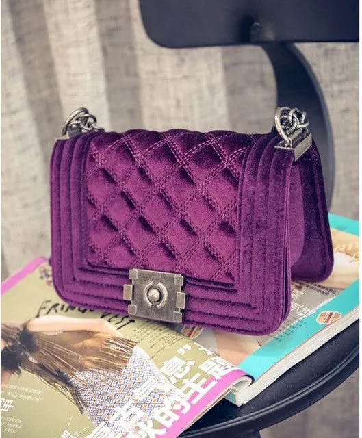 Velour Crossbody bag Fashion Women Bag Luxury Handbags Women Purses Designer Brand Ladies Chain Velvet Shoulder Messenger Bags