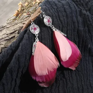 Vintage Bohemia Feather Drop Earrings