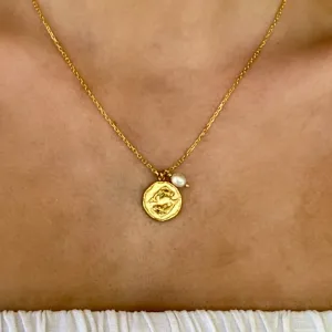 Zodiac Pisces Necklace Gold